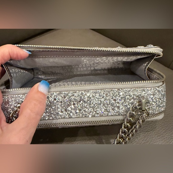 Kate Spade Silver Glitter Crystal-Embellished Shoulder or Crossbody Bag - Picture 3 of 8